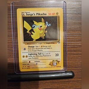 Pokemon Lt. Surge's Pikachu Trading Card